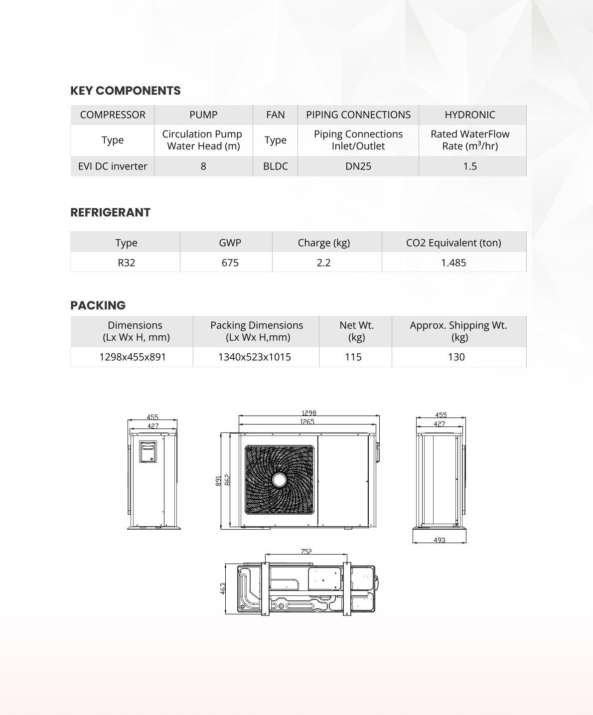 Tongyi Wärmepumpe R32 9kW Monoblock Luft-Wasser Wifi BAFA