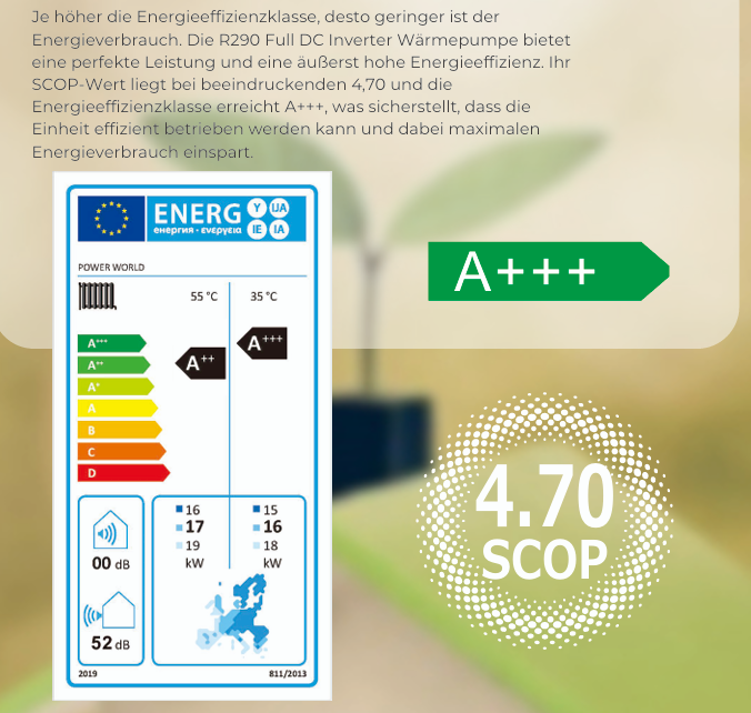 Power World R290 10.2 KW Luft Wasser Wärmepumpe Monoblock