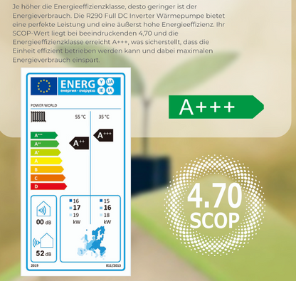 Power World R290 10.2 KW Luft Wasser Wärmepumpe Monoblock