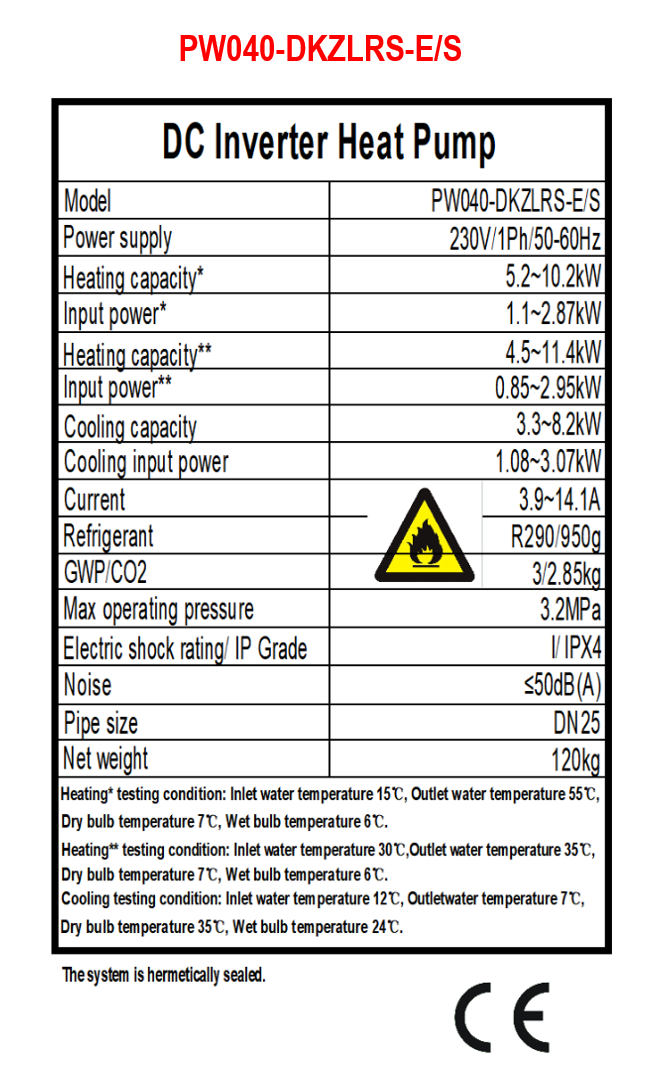 Power World R290 10.2 KW Luft Wasser Wärmepumpe Monoblock